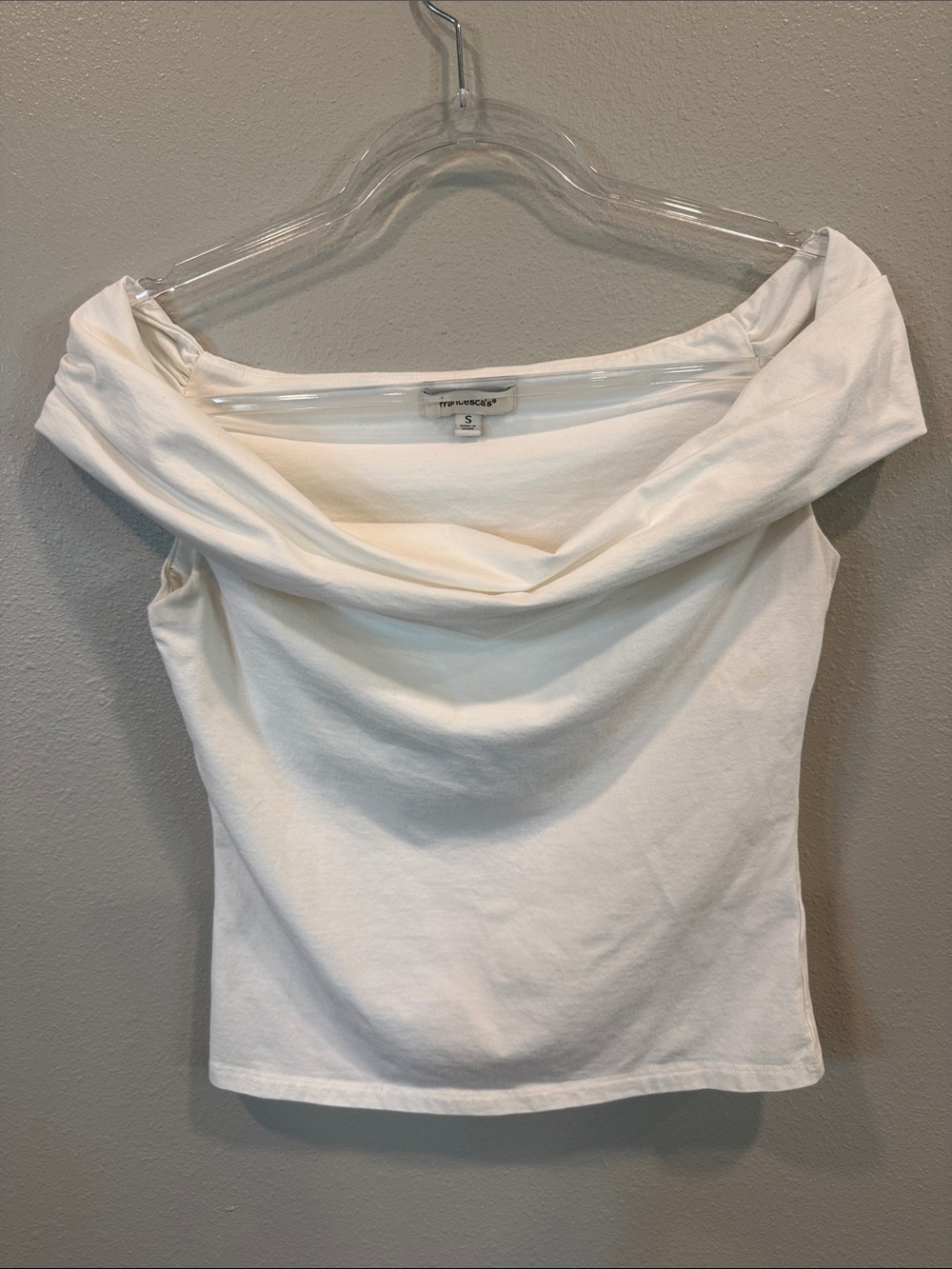 Francesca's Collections White Off-Shoulder Draped Camisole
